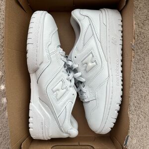 All white new balance 550